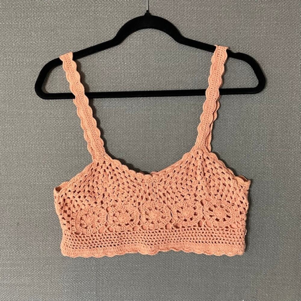 Crochet Crop Top Gypsy Festival Boho Indie Large Taylor and Sage L